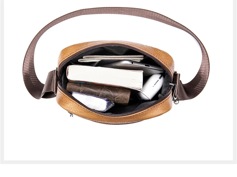 Westal Genuine Leather Men's Shoulder Bags Black Messenger Bags Small Crossbody Bags for Man 7362