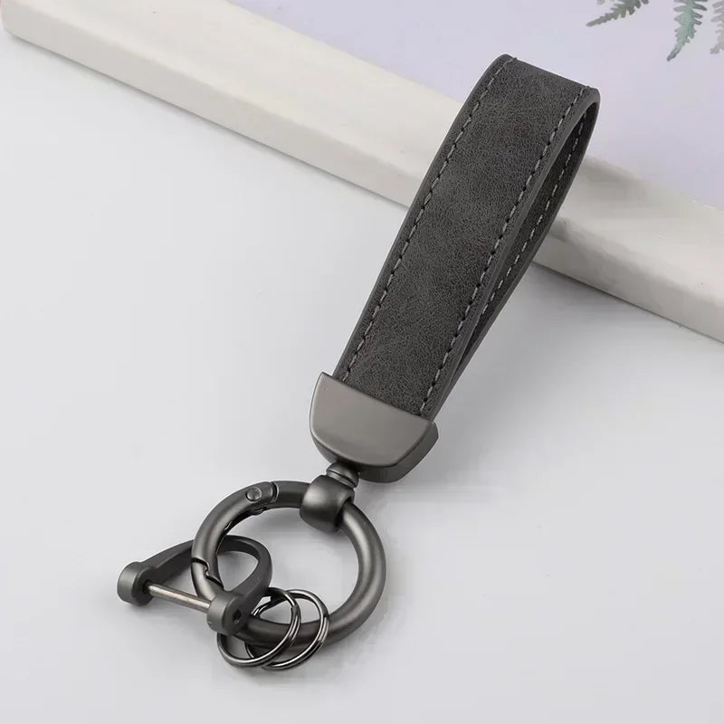 Laser Engrave Nubuck Leather Custom Logo Keychain Blank Personalize Name Ring Vintage Key Chain Men and Women Car Keyring Gift