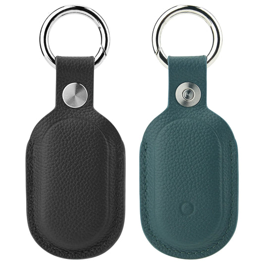 for Smarttag2 Case Keychain Genuine Leather Samsung SmartTag Case for Galaxy Smart Tag 2 Holder Keyring for Keys, Luggage，pets