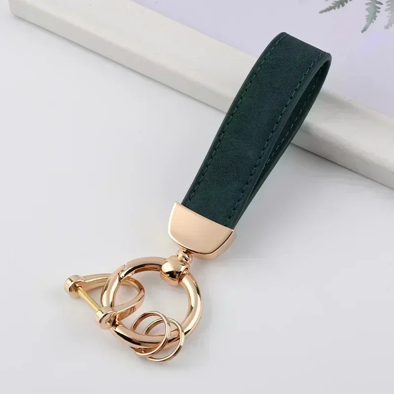 Laser Engrave Nubuck Leather Custom Logo Keychain Blank Personalize Name Ring Vintage Key Chain Men and Women Car Keyring Gift