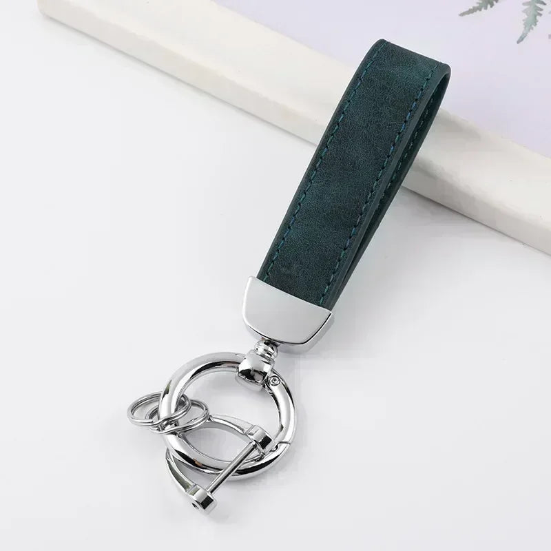 Laser Engrave Nubuck Leather Custom Logo Keychain Blank Personalize Name Ring Vintage Key Chain Men and Women Car Keyring Gift