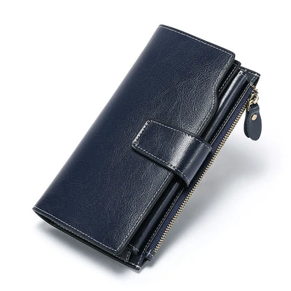 Genuine Leather Women Clutch Zipper
