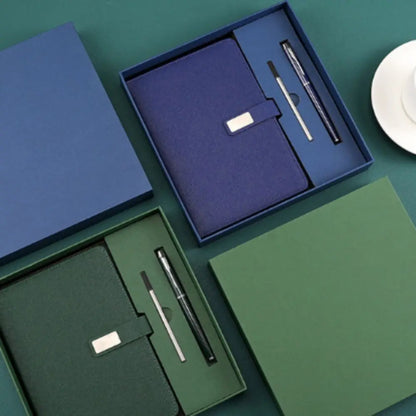 PU Leather Corporate Gifts Set Stylus Pen Refill Set Notebook Pen Set Customized Printing Flash Drive Customized Notebook