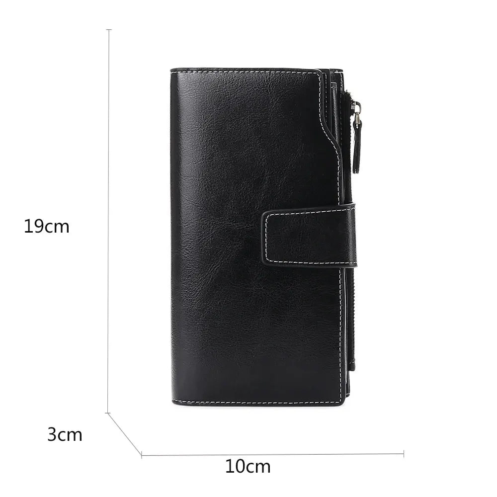 Genuine Leather Women Clutch Zipper