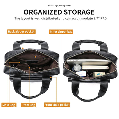 WESTAL Shoulder Bag for Men Genuine Leather Messenger Crossbody Bags Bussiness 9.7 Inch iPad Handbags Document Tote Travel