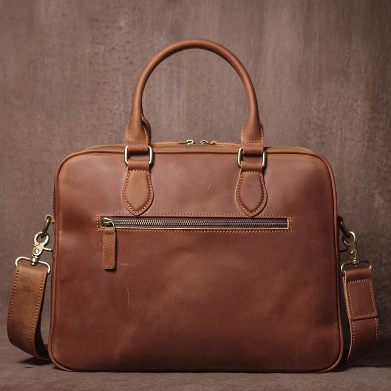 GURO Men Crazy Horse Cowhide Briefcase Luxury Genuine Leather Handbag Simple lightweight Shoulder Bag File Laptop Crossbody Bags