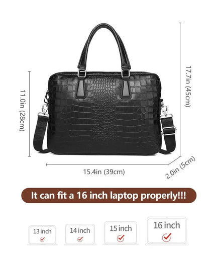 Genuine Leather Crocodile Grain Briefcases Hard For Men 15.6 Inch Laptop Briefcase Bags Computer Bag Luxury Handbags