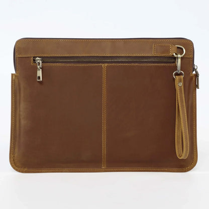 Genuine Leather MacBook Protective Case Apple Laptop Bag Leather Laptop Liner Sleeve Hand Clutches with Wrist Strap
