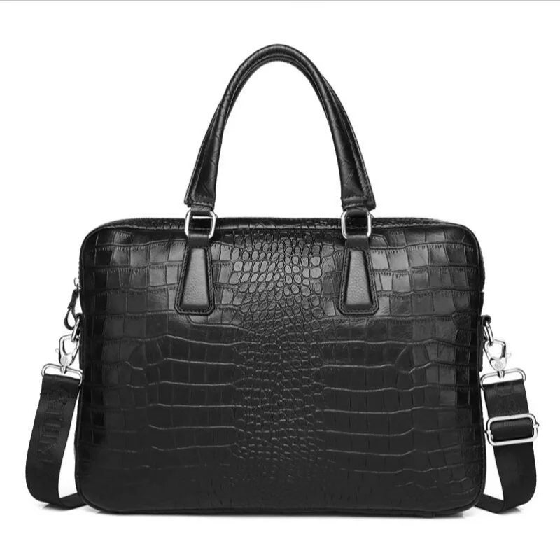 Genuine Leather Crocodile Grain Briefcases Hard For Men 15.6 Inch Laptop Briefcase Bags Computer Bag Luxury Handbags