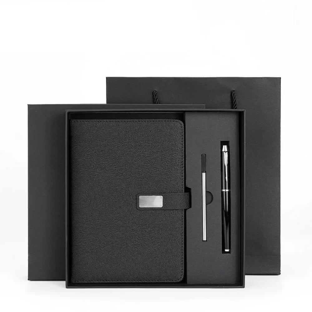 PU Leather Corporate Gifts Set Stylus Pen Refill Set Notebook Pen Set Customized Printing Flash Drive Customized Notebook