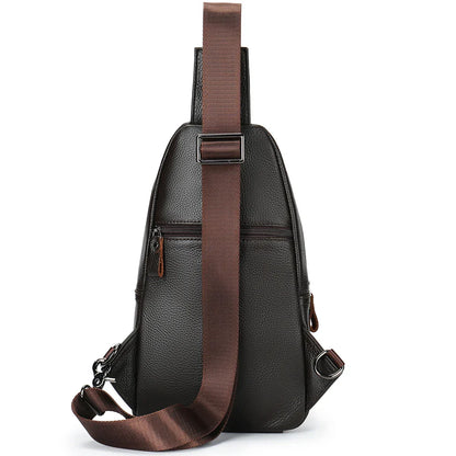 WESTAL Coffee Genuine Leather Bag for Men Chest Bags Shoulder Pack Husband Gift Wallet Crossbody Bag Fashion Luxury Designer