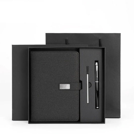 PU Leather Corporate Gifts Set Refill Set Customized Printing Notebook Pen Set Flash Drive Stylus Pen Customized Notebook