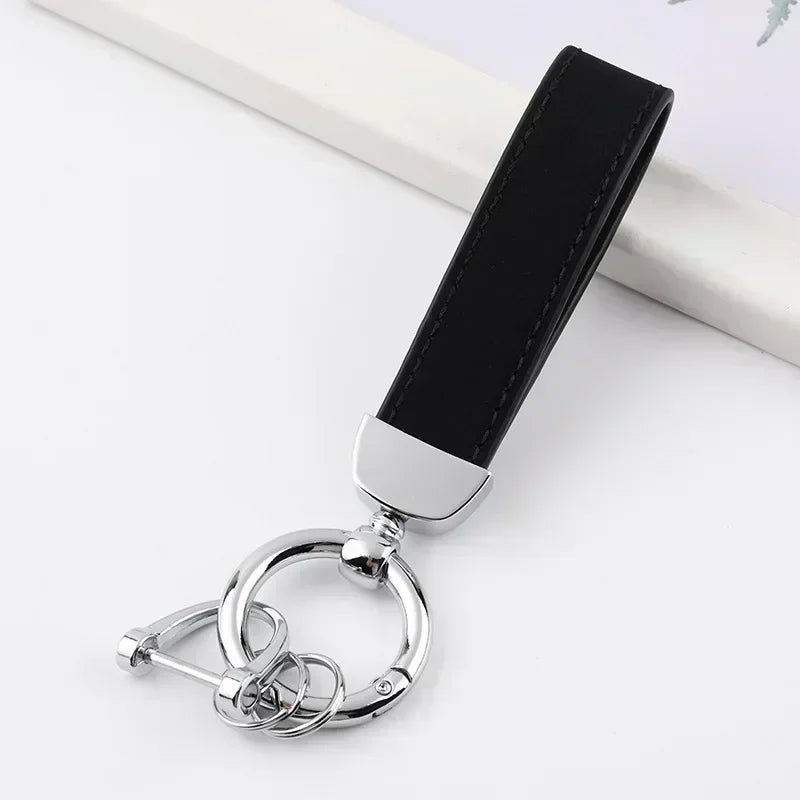 Laser Engrave Nubuck Leather Custom Logo Keychain Blank Personalize Name Ring Vintage Key Chain Men and Women Car Keyring Gift