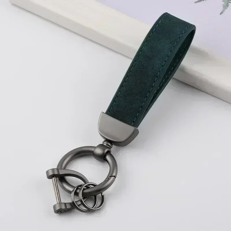 Laser Engrave Nubuck Leather Custom Logo Keychain Blank Personalize Name Ring Vintage Key Chain Men and Women Car Keyring Gift