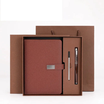 PU Leather Corporate Gifts Set Stylus Pen Refill Set Notebook Pen Set Customized Printing Flash Drive Customized Notebook