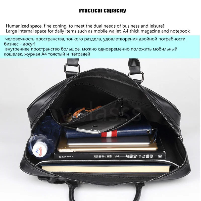 New Men Messenger Computer Bag Man 14-inch Leather Laptop Briefcase Handbag Single Bolso Bags Bandolera Hombre Sac Homme Women