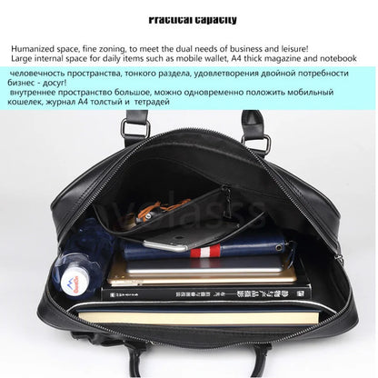 New Men Messenger Computer Bag Man 14-inch Leather Laptop Briefcase Handbag Single Bolso Bags Bandolera Hombre Sac Homme Women