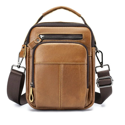 Vintage Genuine Leather Sling Bag Man Real Cow Leather Satchel Male 2025 New Tote or Shoulder Bag