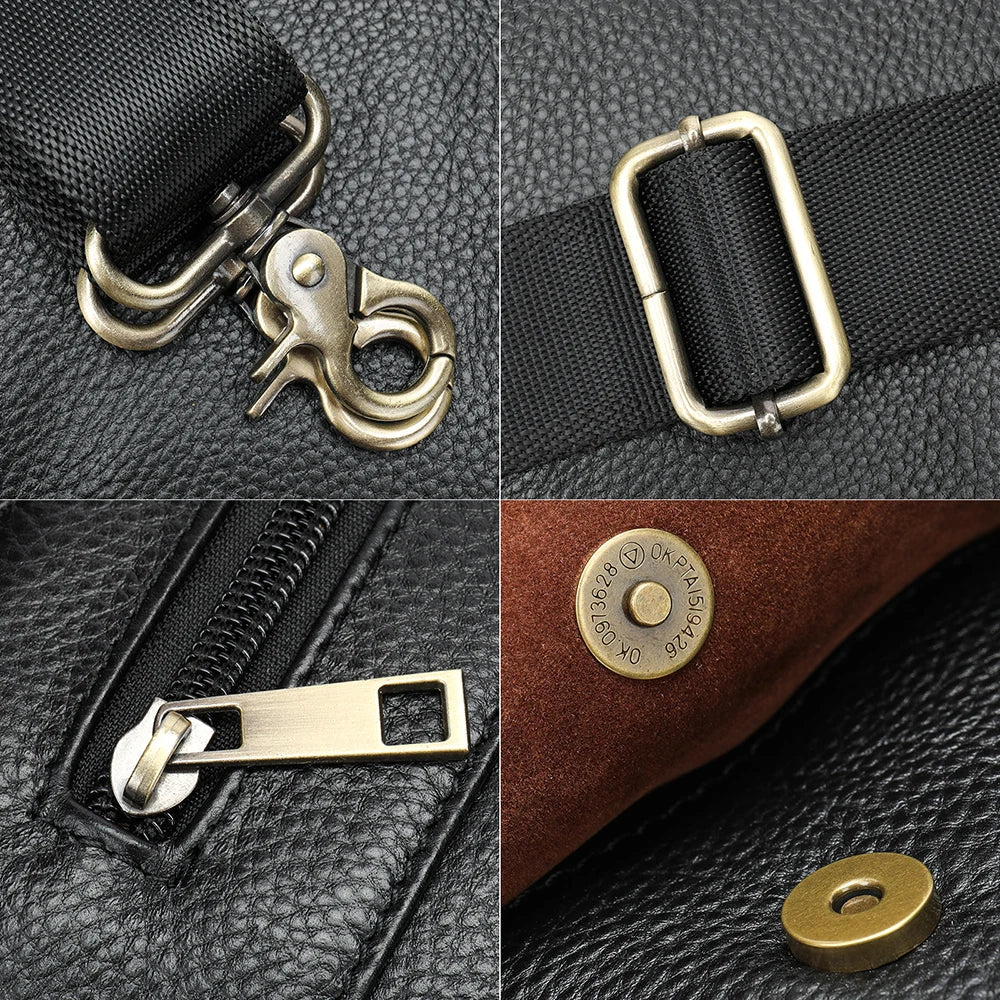 WESTAL Shoulder Bag for Men Genuine Leather Messenger Crossbody Bags Bussiness 9.7 Inch iPad Handbags Document Tote Travel
