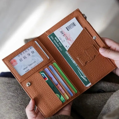 Leather Passport Holder Waterproof Travel Wallet for Women Men Zipper Cover