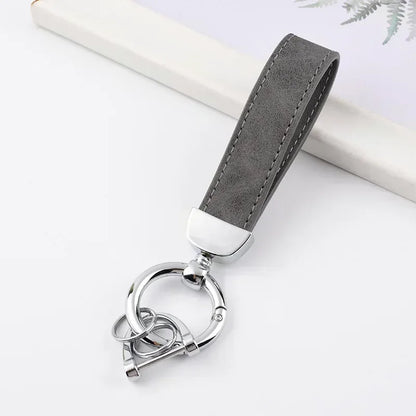 Laser Engrave Nubuck Leather Custom Logo Keychain Blank Personalize Name Ring Vintage Key Chain Men and Women Car Keyring Gift