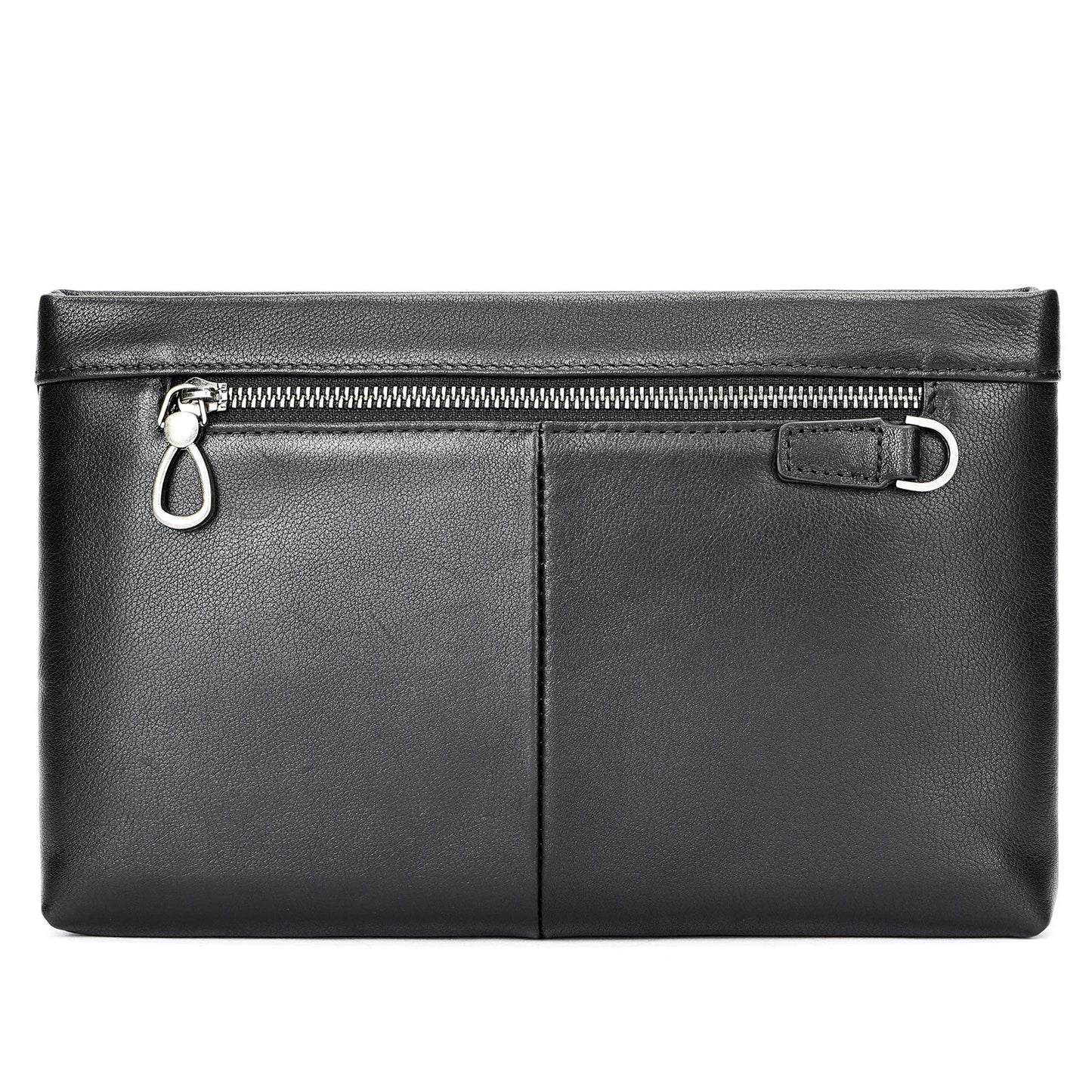 Fashion Real Cow Leather Men Women Clutch Bag Double Zipper Long Wallet Card Holder Purse Business 7.9 Inch Ipad Handy Bags