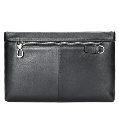 Fashion Real Cow Leather Men Women Clutch Bag Double Zipper Long Wallet Card Holder Purse Business 7.9 Inch Ipad Handy Bags