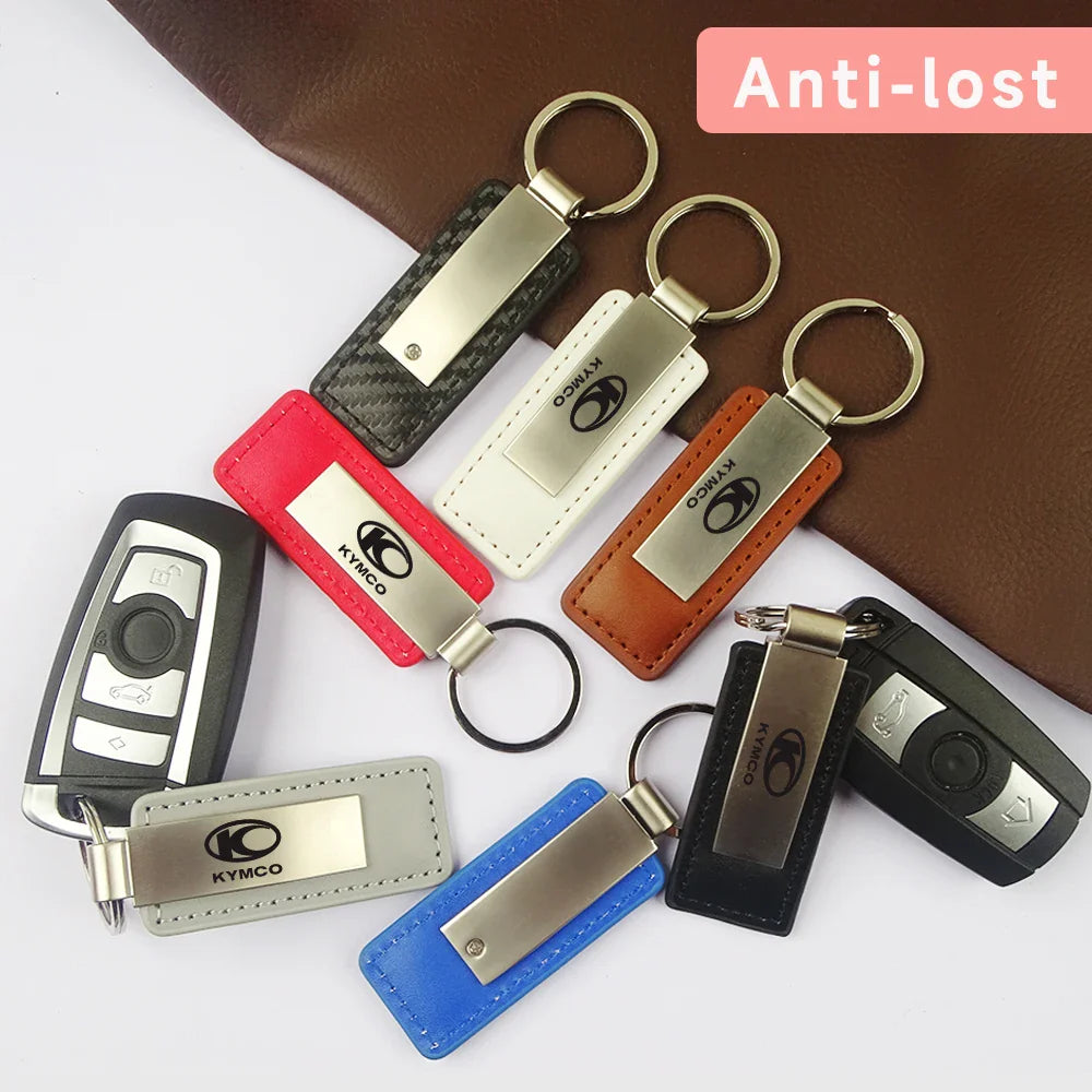 fit For Kymco Leather Splicing Waist Hanging Car Keychain Metal Key Ring Chain Motorcycle Keyring Accessories Gifts