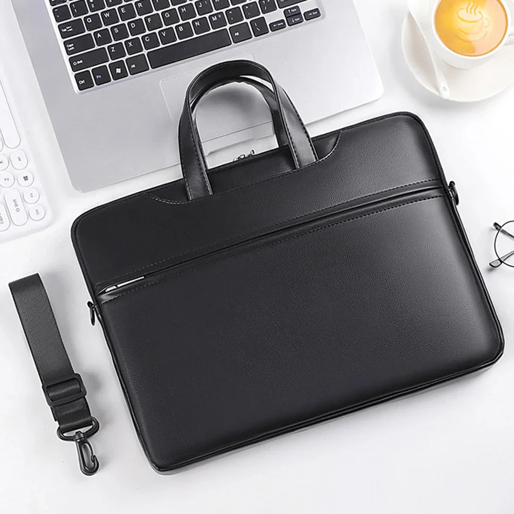 Business Briefcase For Man PU Leather Large Capacity Ofiice Laptop Bag Fashion Custom Name Luxury Brand Tote Bag Woman Handbag