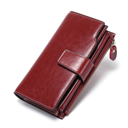 Genuine Leather Women Clutch Zipper