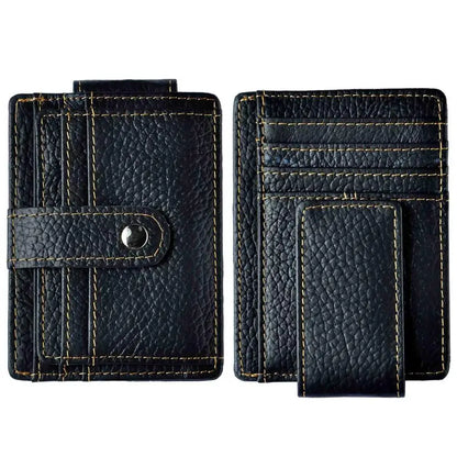 Male Original Leather Design Fashion Travel Slim Wallet Front Pocket Magnetic Large Capacity Money Clip Card Case For Men 1025