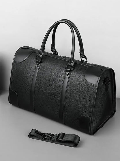 Travel Tote Handbag Casual PU Leather Bag 15.6 inch Laptop Male Gym Fitness Luggage Duffle Shoulder Business OL Bag For Men