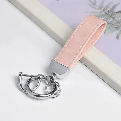 Laser Engrave Nubuck Leather Custom Logo Keychain Blank Personalize Name Ring Vintage Key Chain Men and Women Car Keyring Gift