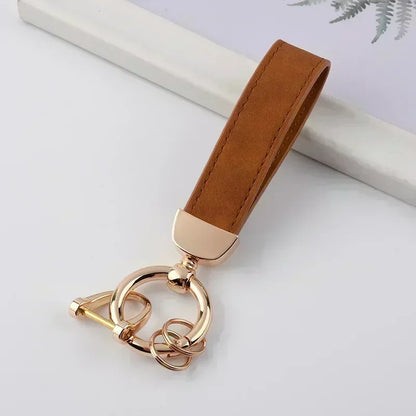 Laser Engrave Nubuck Leather Custom Logo Keychain Blank Personalize Name Ring Vintage Key Chain Men and Women Car Keyring Gift