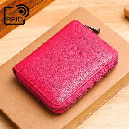Wallet Genuine Leather Bank Credit Card Rfid Blocking Holder Men and Women Slim Change Coin Keys Cards Pouch Purse Zipper Bag