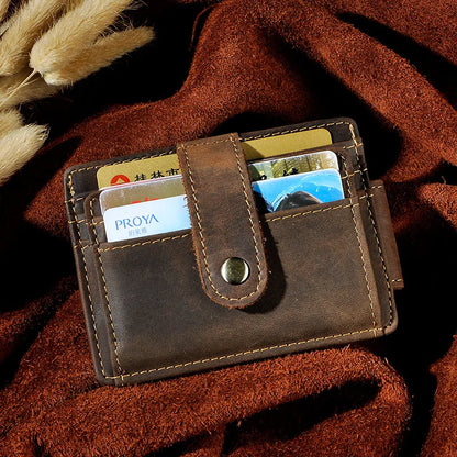 Male Original Leather Design Fashion Travel Slim Wallet Front Pocket Magnetic Large Capacity Money Clip Card Case For Men 1025