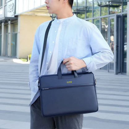 Business Briefcase For Man PU Leather Large Capacity Ofiice Laptop Bag Fashion Custom Name Luxury Brand Tote Bag Woman Handbag