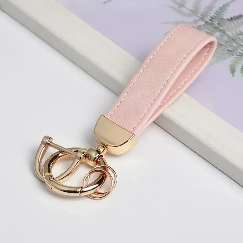 Laser Engrave Nubuck Leather Custom Logo Keychain Blank Personalize Name Ring Vintage Key Chain Men and Women Car Keyring Gift