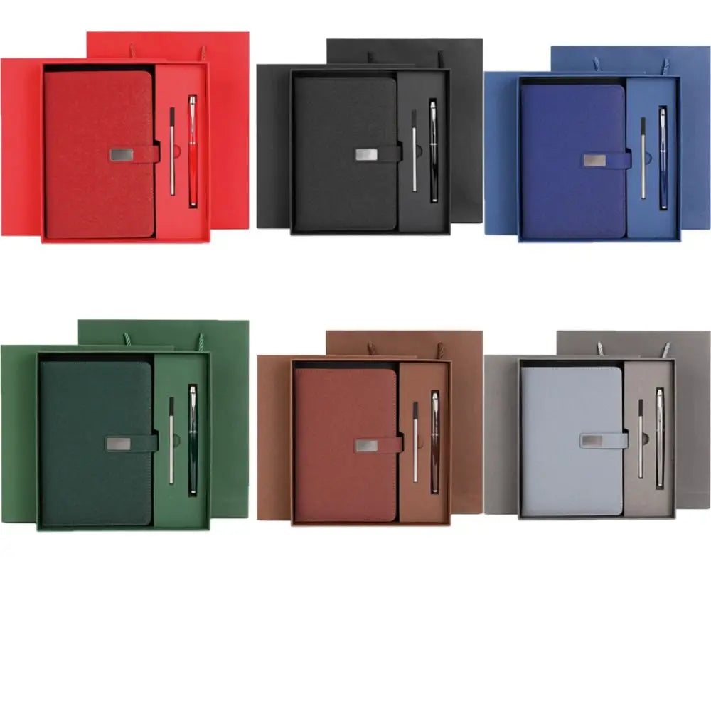 PU Leather Corporate Gifts Set Refill Set Customized Printing Notebook Pen Set Flash Drive Stylus Pen Customized Notebook