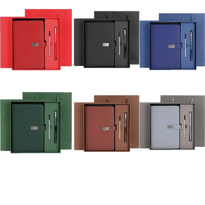 PU Leather Corporate Gifts Set Refill Set Customized Printing Notebook Pen Set Flash Drive Stylus Pen Customized Notebook