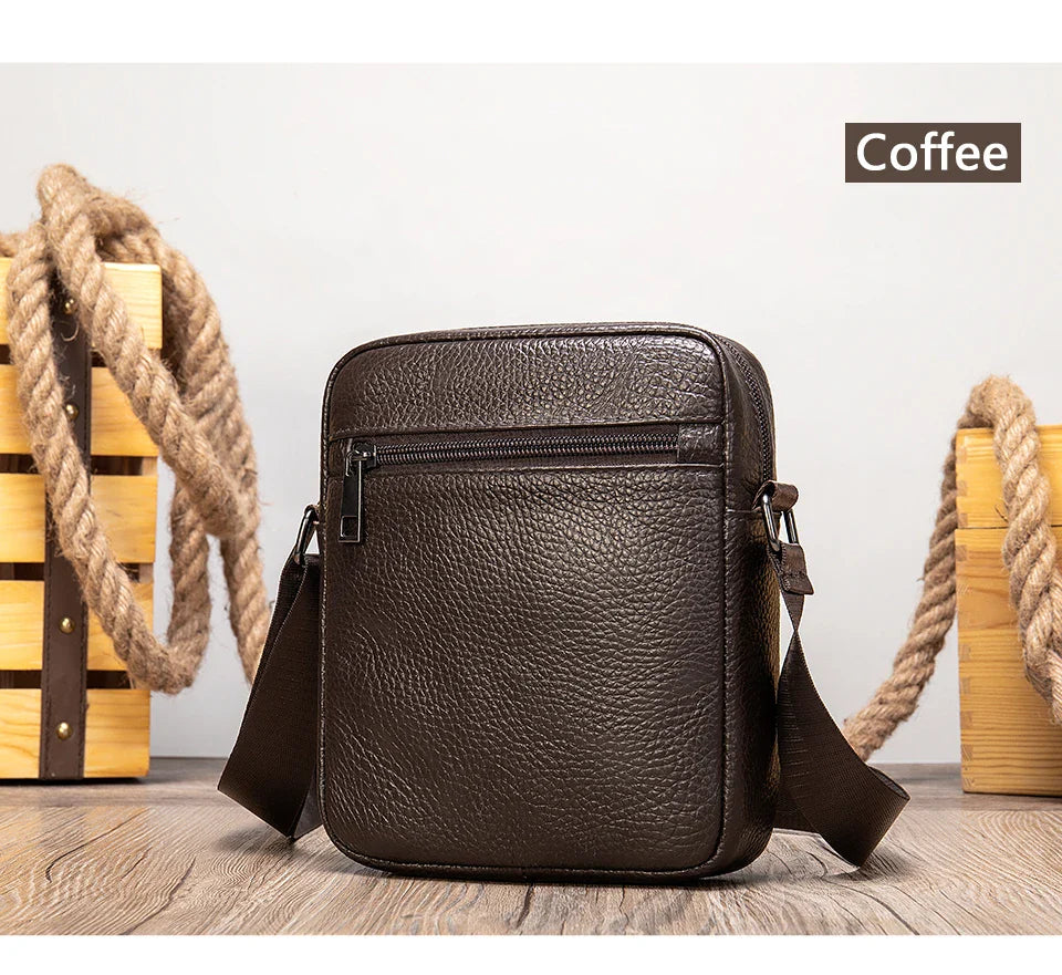 Westal Genuine Leather Men's Shoulder Bags Black Messenger Bags Small Crossbody Bags for Man 7362