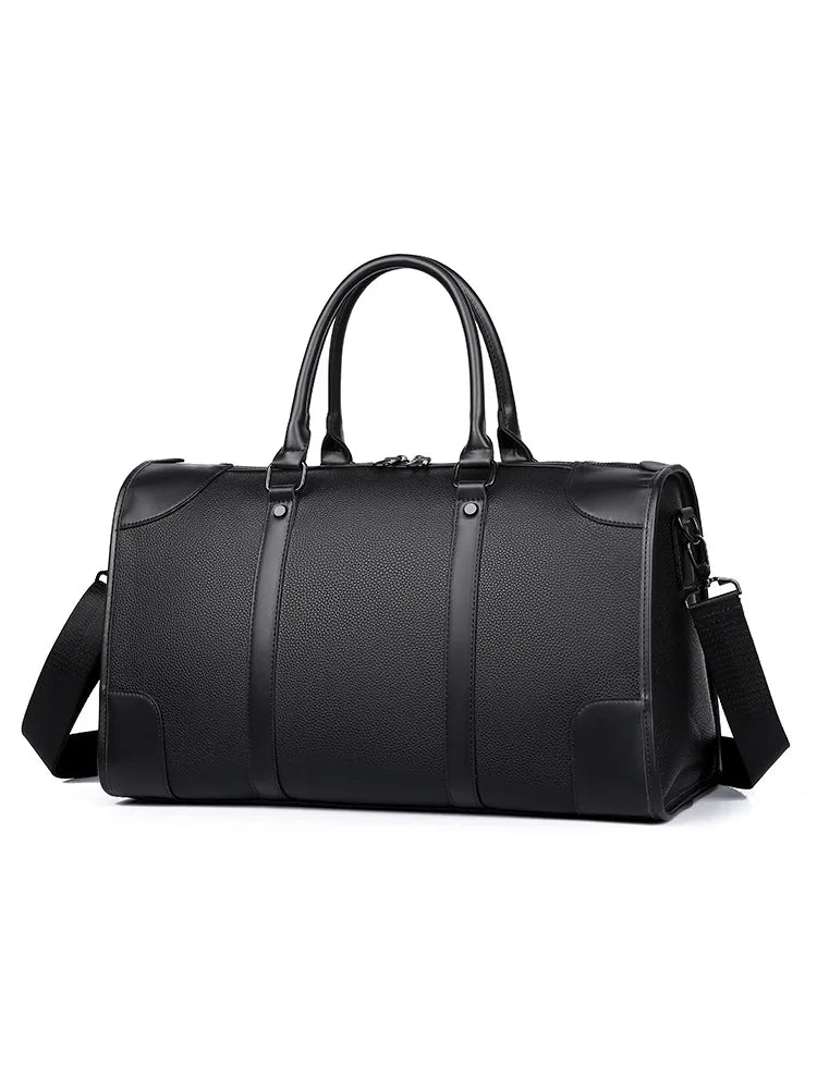 Travel Tote Handbag Casual PU Leather Bag 15.6 inch Laptop Male Gym Fitness Luggage Duffle Shoulder Business OL Bag For Men