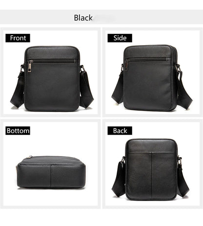 Westal Genuine Leather Men's Shoulder Bags Black Messenger Bags Small Crossbody Bags for Man 7362