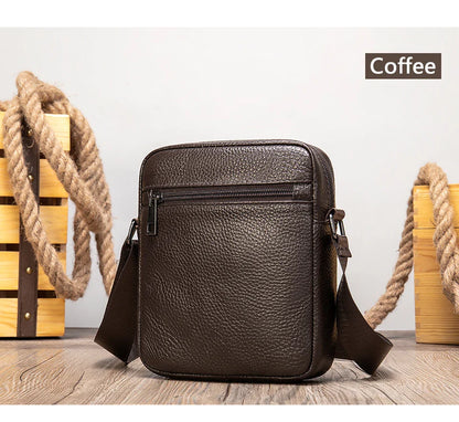 Westal Genuine Leather Men's Shoulder Bags Black Messenger Bags Small Crossbody Bags for Man 7362